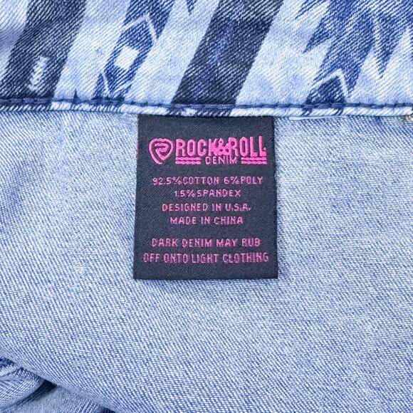 Rock & Roll Denim Aztec Print Bell Bottom Jeans - 31/32 - Picture 8 of 8